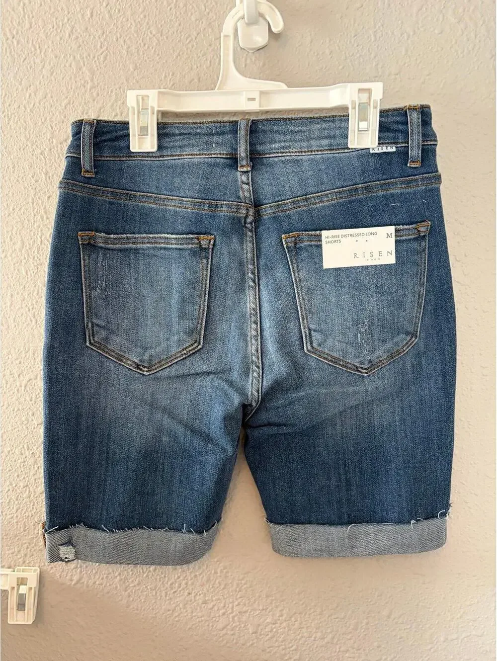 NWT Risen Jeans Hi-Rise Distressed Long Shorts size M. $48 retail. 7in inseam.